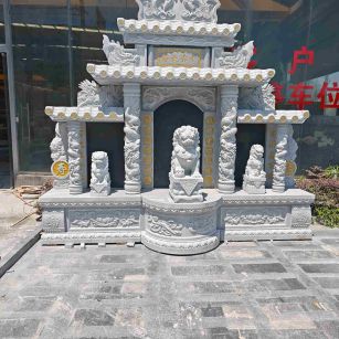 三亚芝麻白中国黑石材套墓 花岗岩墓碑